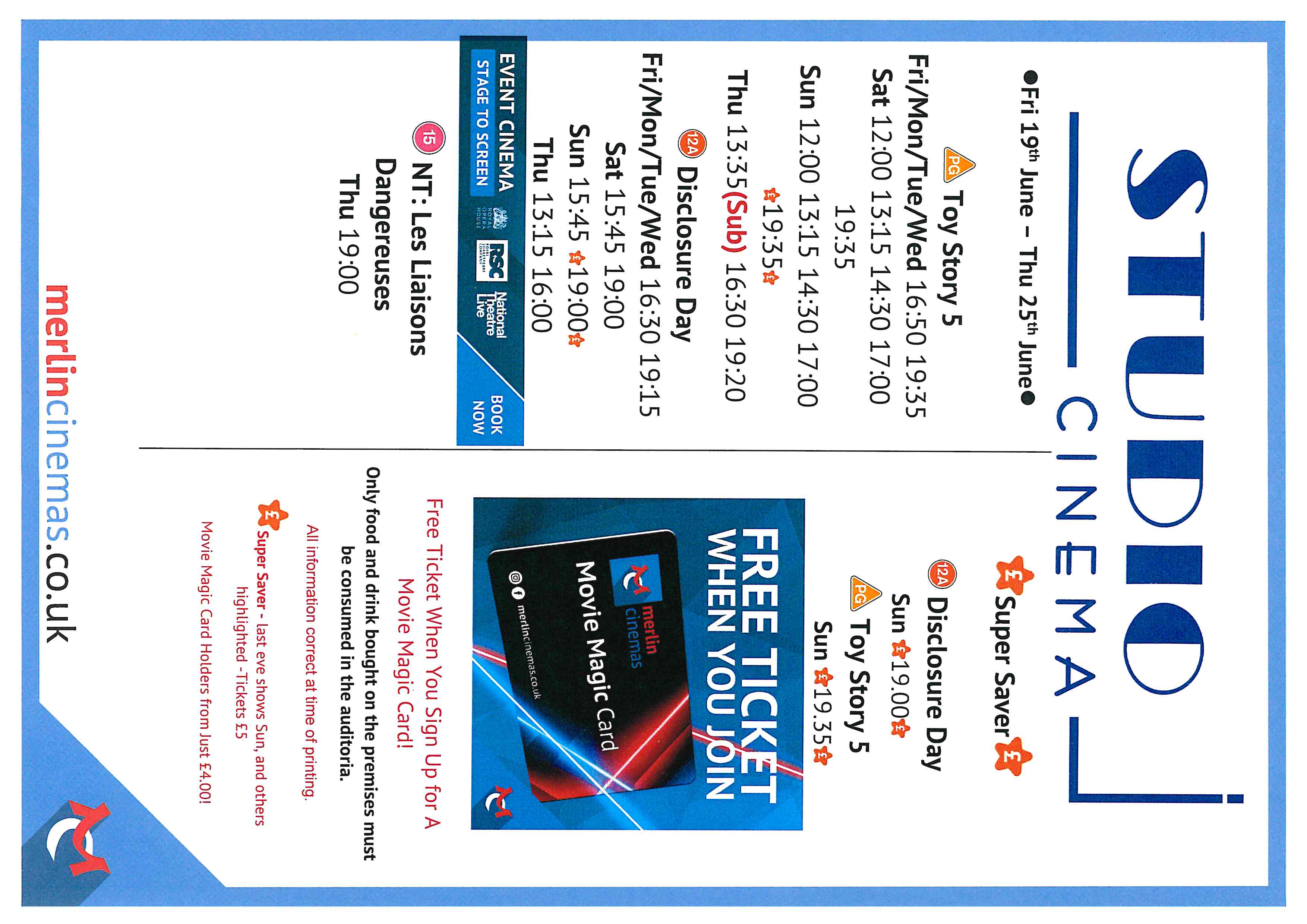 Coleford Studio Cinema 19th June - 25th June